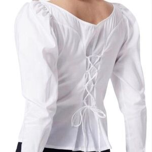 Carbon38 Shirt White‎ Corset Off The Shoulder Fitted Cotton  Athleisure X-Small